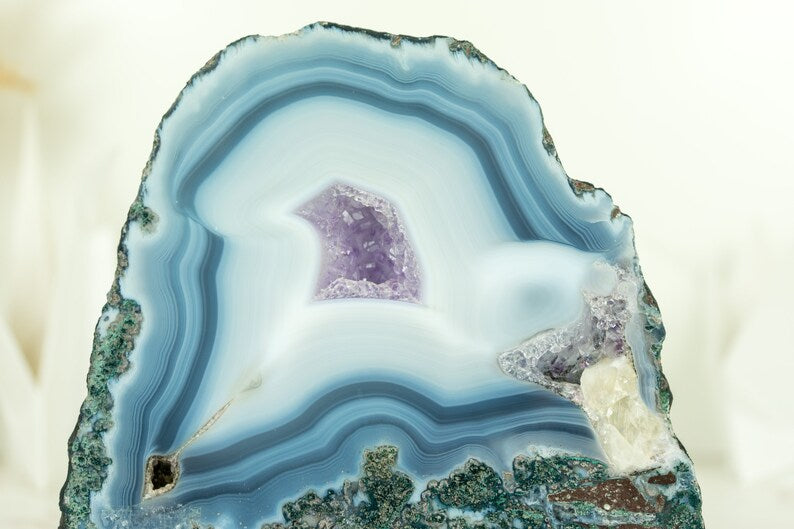 Natural White and Blue Lace Agate Geode